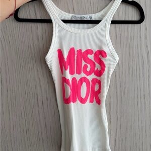 Dior White Ribbed Fabric